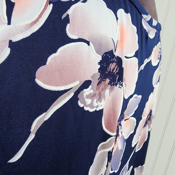 Espresso Womens Dress Floral Pink Blue Bell Sleeve Shift Boho Casual Stretch M - Picture 9 of 14